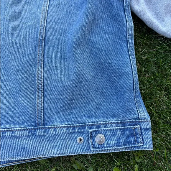 Levi’s Hybrid Hoodie Trucker Jean Jacket Mens XL Vintage Fit Blue Gray Hooded - Picture 9 of 10